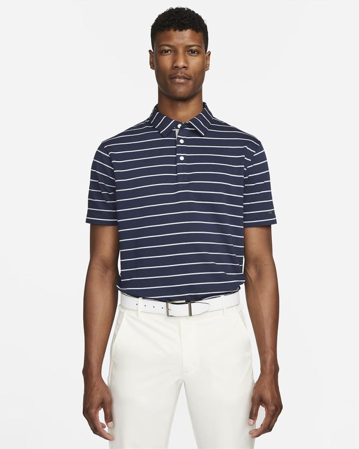 Camisa Polo Nike Dri-FIT Player A Rayas Golf Hombre Obsidian Plateadas | FGMUC-5317