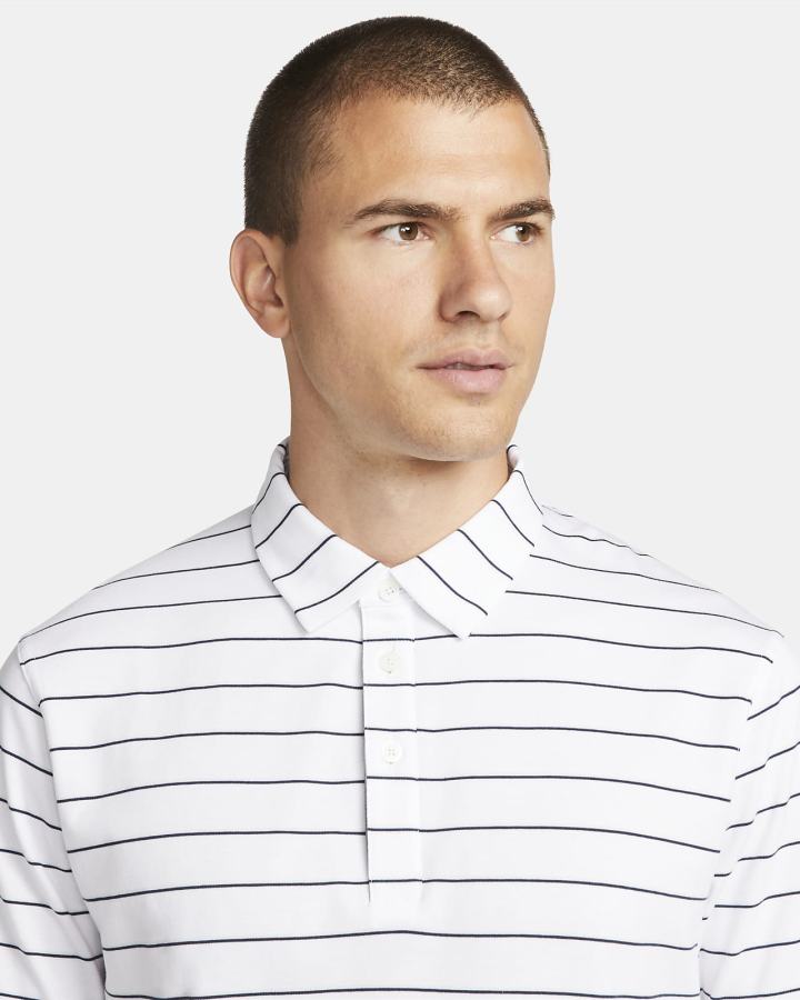 Camisa Polo Nike Dri-FIT Player A Rayas Golf Hombre Blancas Plateadas | JZYCX-5048