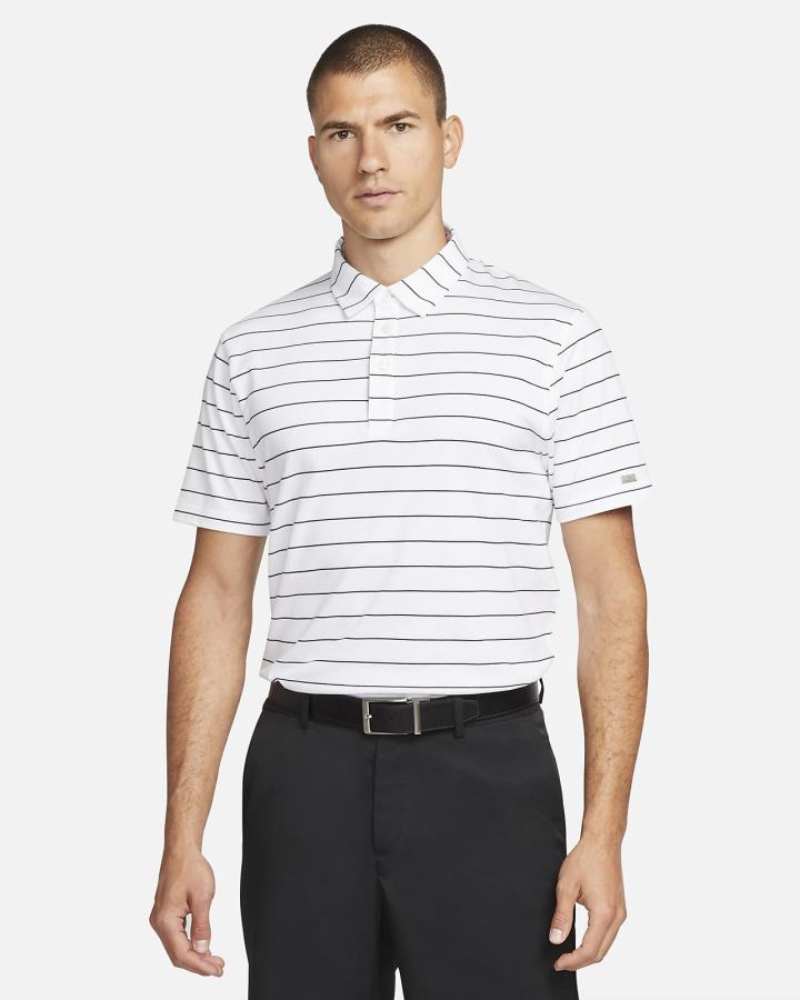 Camisa Polo Nike Dri-FIT Player A Rayas Golf Hombre Blancas Plateadas | JZYCX-5048