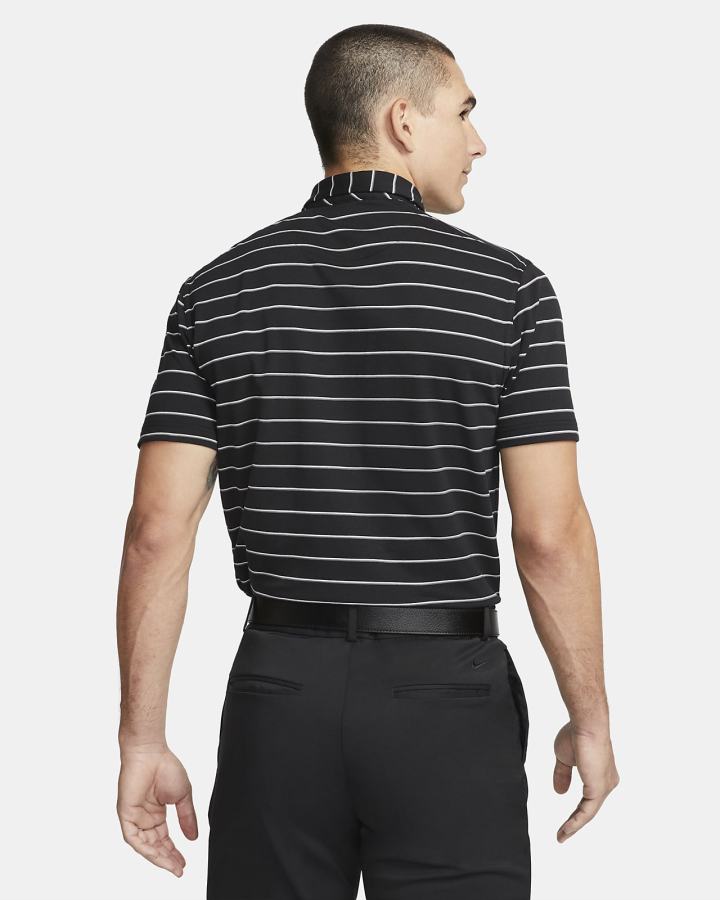 Camisa Polo Nike Dri-FIT Player A Rayas Golf Hombre Negras Plateadas | NLTJG-5403