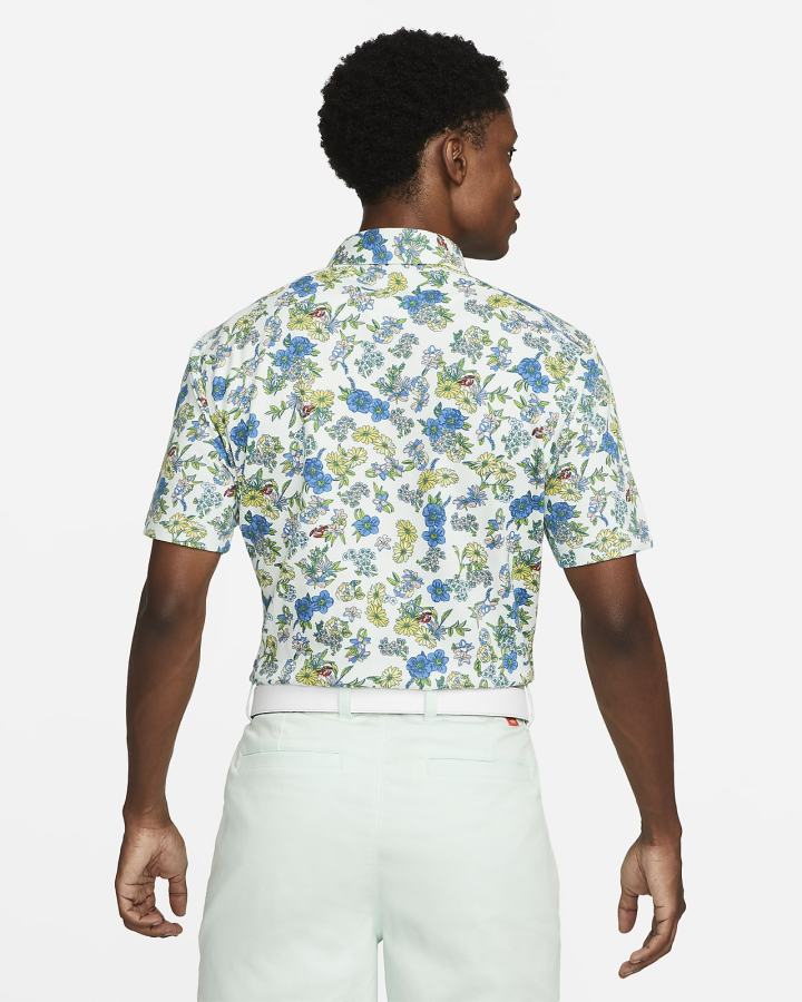 Camisa Polo Nike Dri-FIT Player Floral Golf Hombre Verde Plateadas | JYDPS-6820