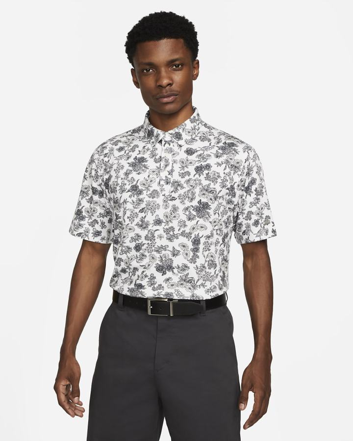 Camisa Polo Nike Dri-FIT Player Floral Golf Hombre Blancas Plateadas | SOBZP-3129