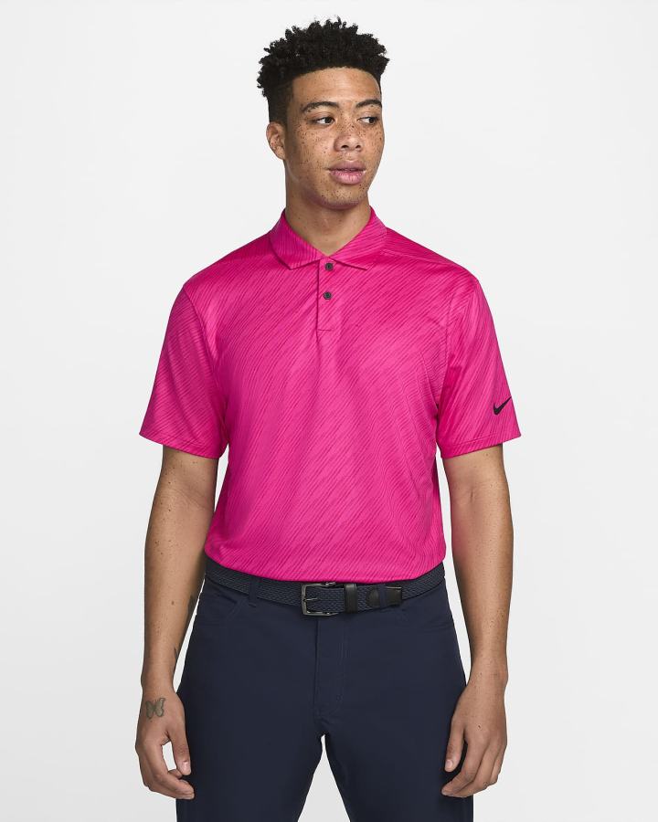 Camisa Polo Nike Dri-FIT Vapor A Rayas Golf Hombre Rosas Negras | GJEAQ-2395