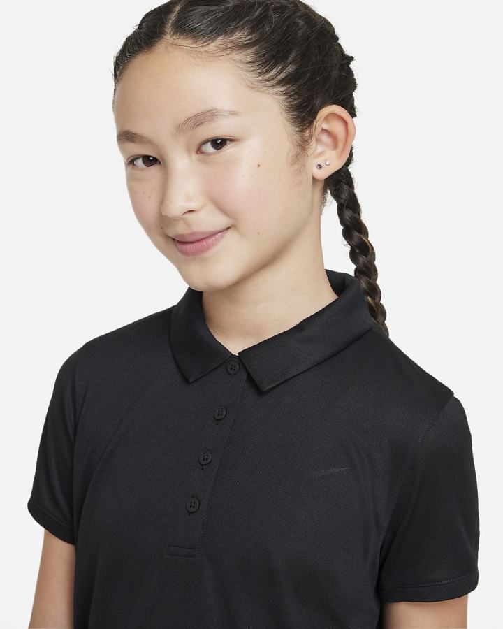 Camisa Polo Nike Dri-FIT Victory Kids Golf Niña Negras Blancas | CURQJ-0597