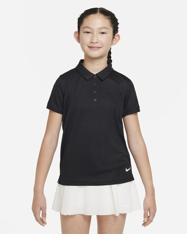 Camisa Polo Nike Dri-FIT Victory Kids Golf Niña Negras Blancas | CURQJ-0597