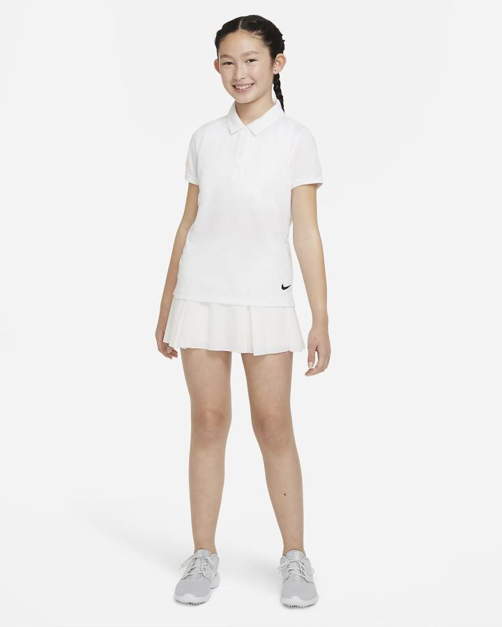 Camisa Polo Nike Dri-FIT Victory Kids Golf Niña Blancas Negras | SUYKE-6570