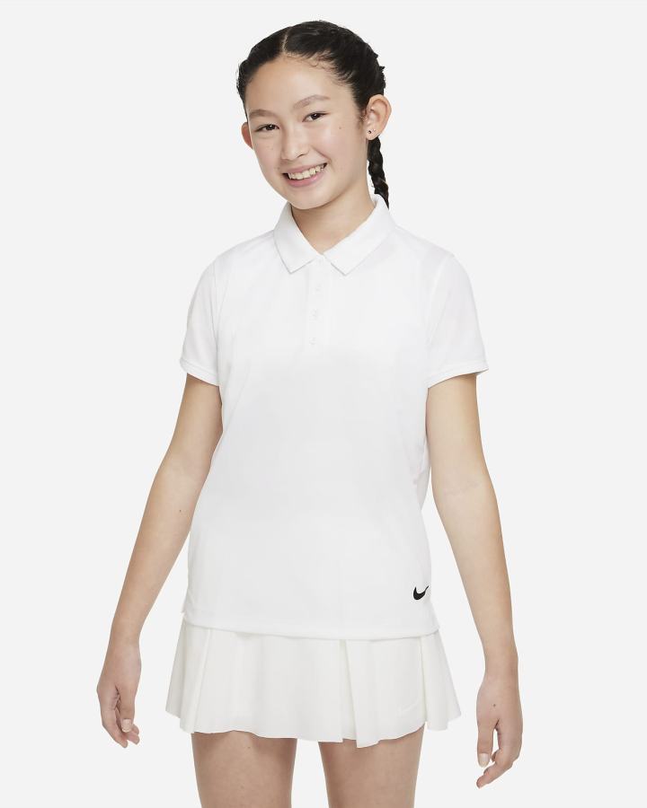 Camisa Polo Nike Dri-FIT Victory Kids Golf Niña Blancas Negras | SUYKE-6570