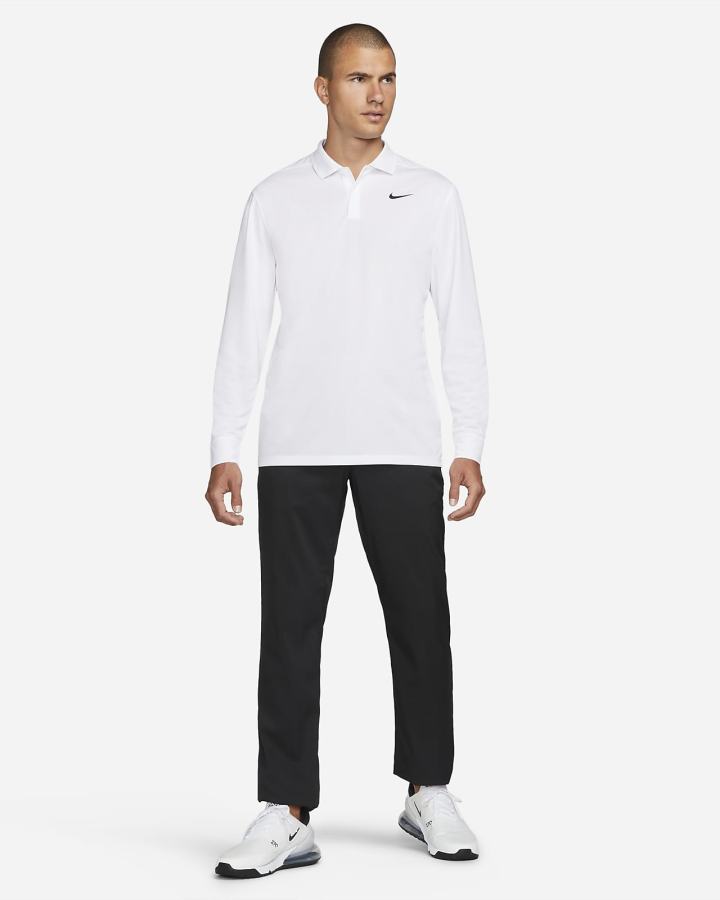 Camisa Polo Nike Dri-FIT Victory Long-Sleeve Golf Hombre Blancas Negras | KOEVN-4635