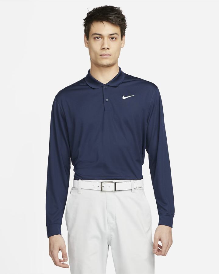 Camisa Polo Nike Dri-FIT Victory Long-Sleeve Golf Hombre Blancas Negras | KOEVN-4635