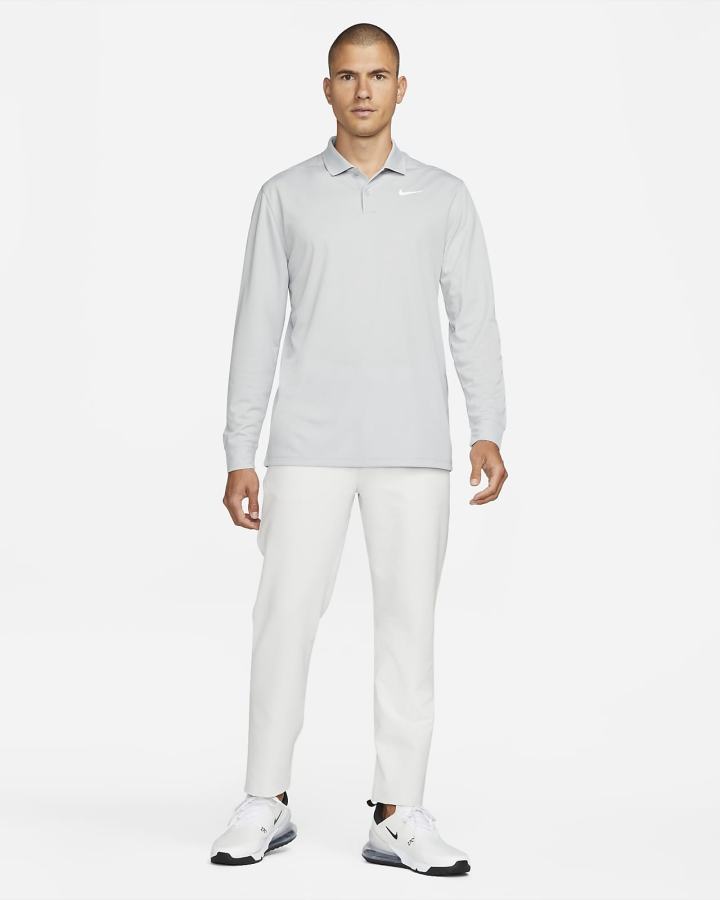 Camisa Polo Nike Dri-FIT Victory Long-Sleeve Golf Hombre Gris Claro Blancas | NBDYU-2036