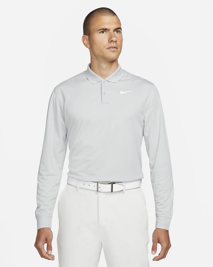Camisa Polo Nike Dri-FIT Victory Long-Sleeve Golf Hombre Gris Claro Blancas | NBDYU-2036
