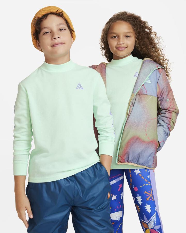 Camisas Nike ACG Dri-FIT Kids Long-Sleeve Top Niño Verde Menta | JKCET-3498
