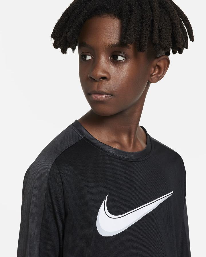 Camisas Nike Dri-FIT Kids Long-Sleeve Training Top Niño Negras Gris Oscuro Blancas | AHCBD-7168