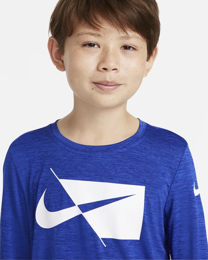 Camisas Nike Dri-FIT Kids Long-Sleeve Training Top Niño Azul Real Azul Real Oscuro Azules Blancas | CSBNW-5890
