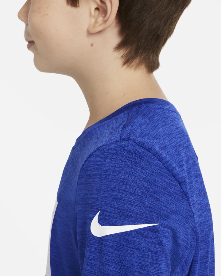 Camisas Nike Dri-FIT Kids Long-Sleeve Training Top Niño Azul Real Azul Real Oscuro Azules Blancas | CSBNW-5890