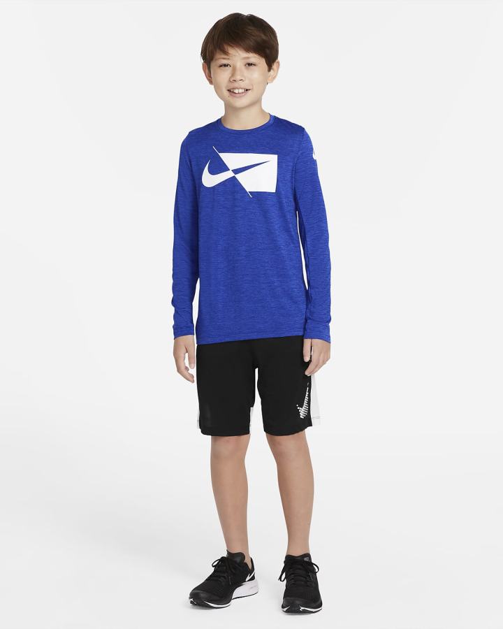 Camisas Nike Dri-FIT Kids Long-Sleeve Training Top Niño Azul Real Azul Real Oscuro Azules Blancas | CSBNW-5890