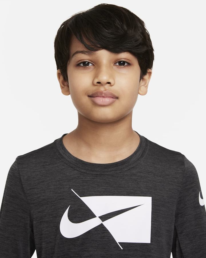 Camisas Nike Dri-FIT Kids Long-Sleeve Training Top Niño Negras Gris Oscuro Blancas | UGYMW-8961