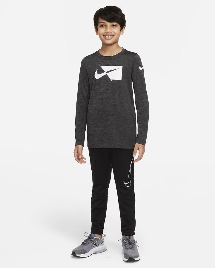 Camisas Nike Dri-FIT Kids Long-Sleeve Training Top Niño Negras Gris Oscuro Blancas | UGYMW-8961