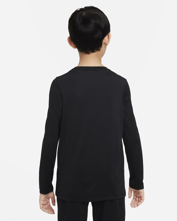 Camisas Nike Dri-FIT Kids Long-Sleeve Training Top Niño Negras Blancas | VNYRO-8290