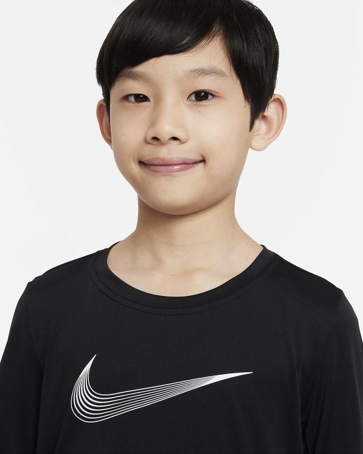 Camisas Nike Dri-FIT Kids Long-Sleeve Training Top Niño Negras Blancas | VNYRO-8290