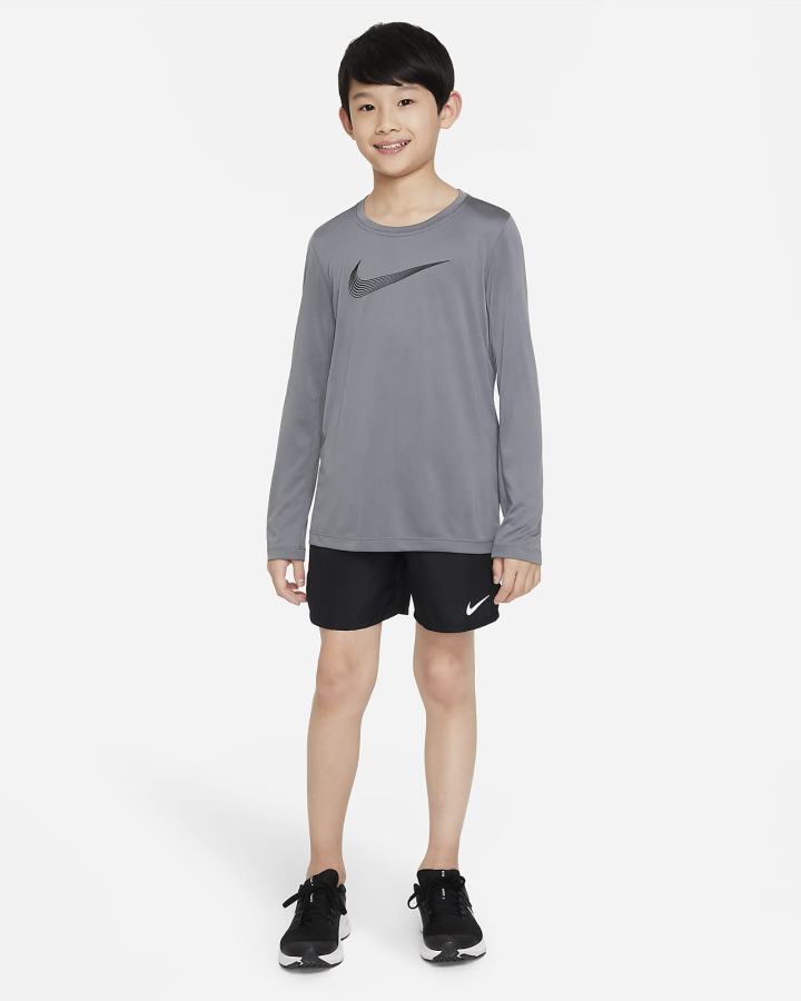 Camisas Nike Dri-FIT Kids Long-Sleeve Training Top Niño Gris Negras | XKOGY-0793
