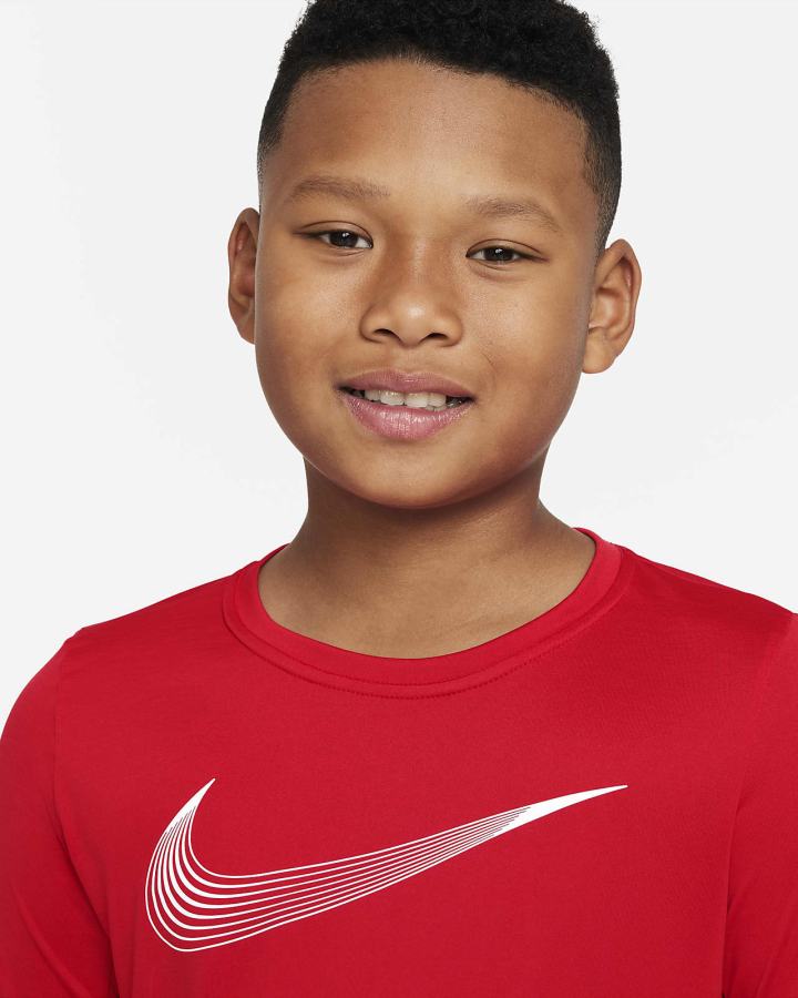 Camisas Nike Dri-FIT Kids Long-Sleeve Training Top Niño Rojas Blancas | XQDMH-5498