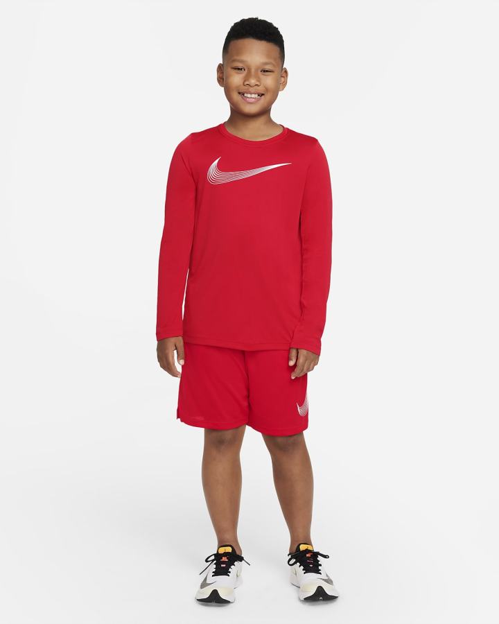 Camisas Nike Dri-FIT Kids Long-Sleeve Training Top Niño Rojas Blancas | XQDMH-5498