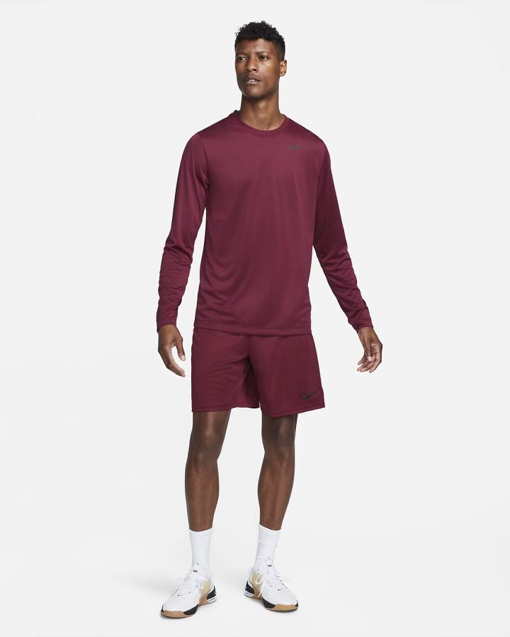 Camisas Nike Dri-FIT Legend Long-Sleeve Fitness Top Hombre Negras | HDAIU-8514