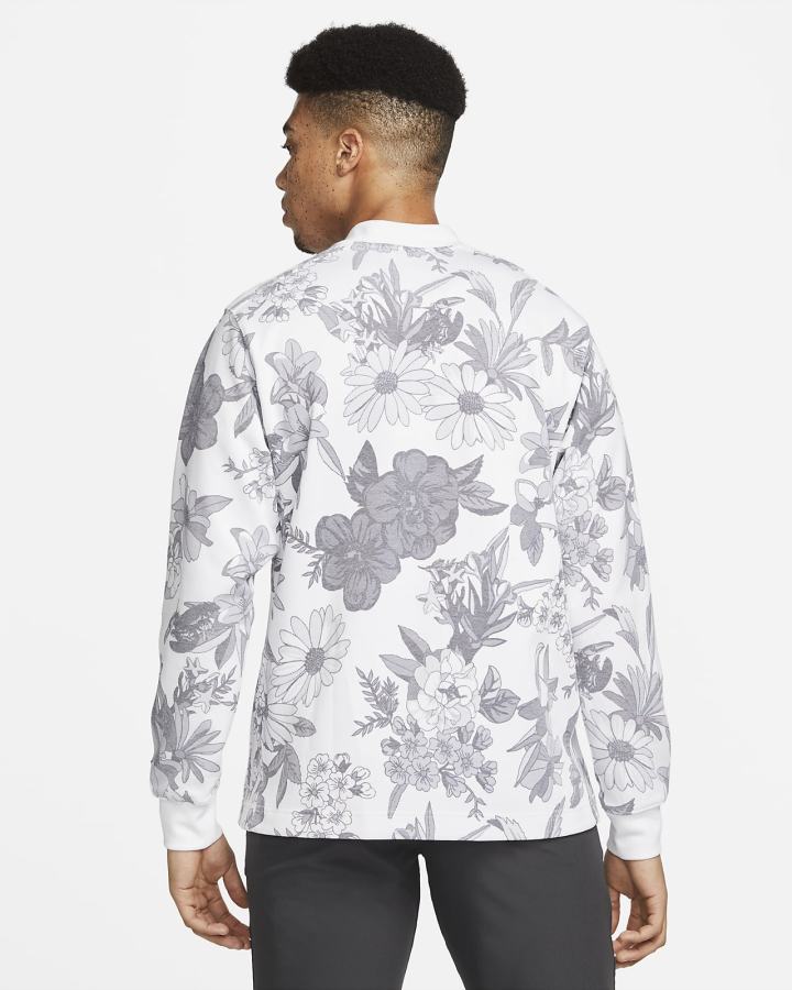 Camisas Nike Dri-FIT Long-Sleeve Floral Golf Top Hombre Blancas Gris Oscuro | XKIBV-3189