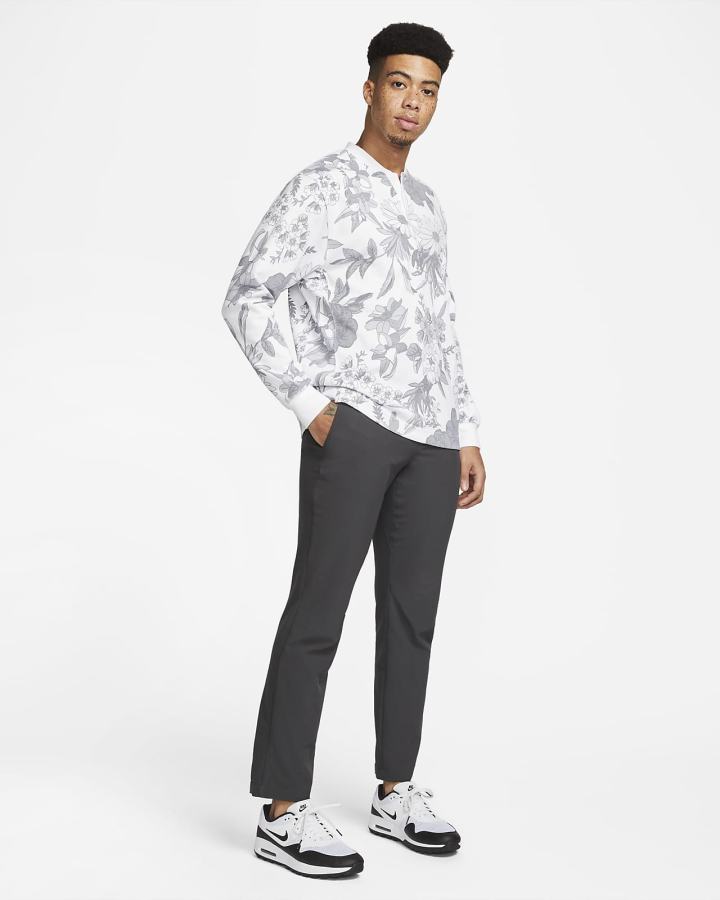 Camisas Nike Dri-FIT Long-Sleeve Floral Golf Top Hombre Blancas Gris Oscuro | XKIBV-3189