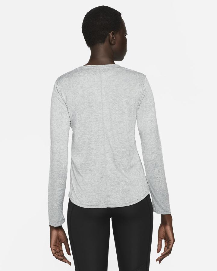 Camisas Nike Dri-FIT One Standard Fit Long-Sleeve Top Mujer Gris Negras | NHKXI-6472