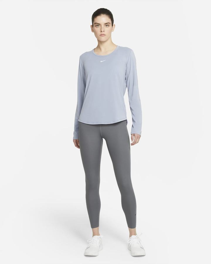Camisas Nike Dri-FIT UV One Luxe Standard Fit Long-Sleeve Top Mujer Azules | AZPDE-7126