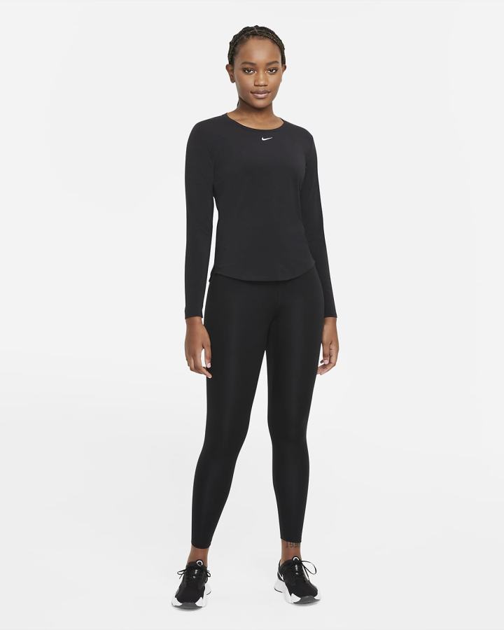 Camisas Nike Dri-FIT UV One Luxe Standard Fit Long-Sleeve Top Mujer Negras | FWLNG-6347