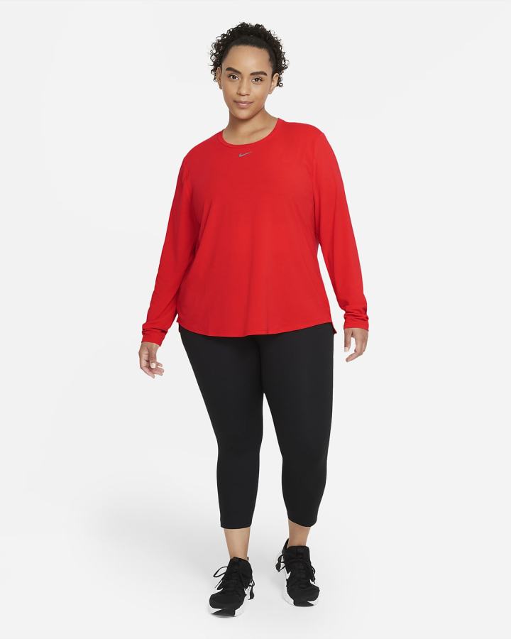 Camisas Nike Dri-FIT UV One Luxe Standard Fit Long-Sleeve Top Mujer Rojas | MPZLH-4213