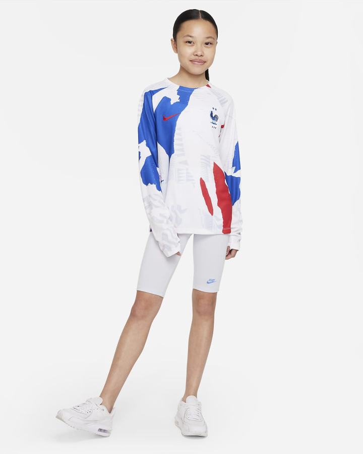Camisas Nike FFF Kids Dri-FIT Pre-Match Long-Sleeve Soccer Top Niño Blancas Azul Real Rojas | ZWRDO-1896