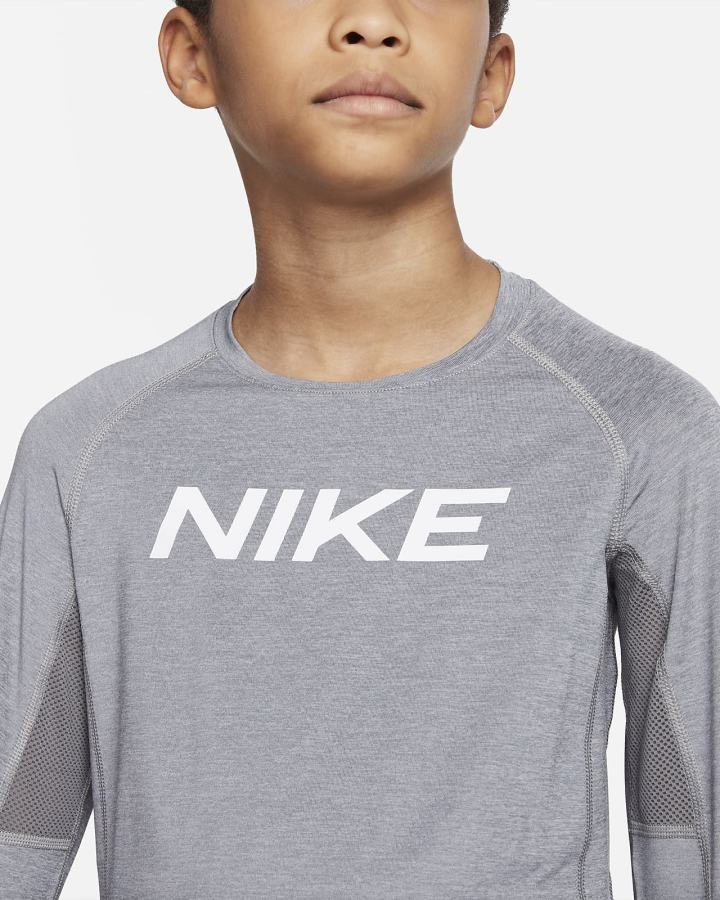 Camisas Nike Pro Dri-FIT Kids Long-Sleeve Top Niño Gris Oscuro | LRHZC-6517