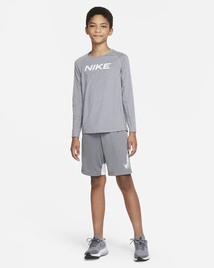 Camisas Nike Pro Dri-FIT Kids Long-Sleeve Top Niño Gris Oscuro | LRHZC-6517