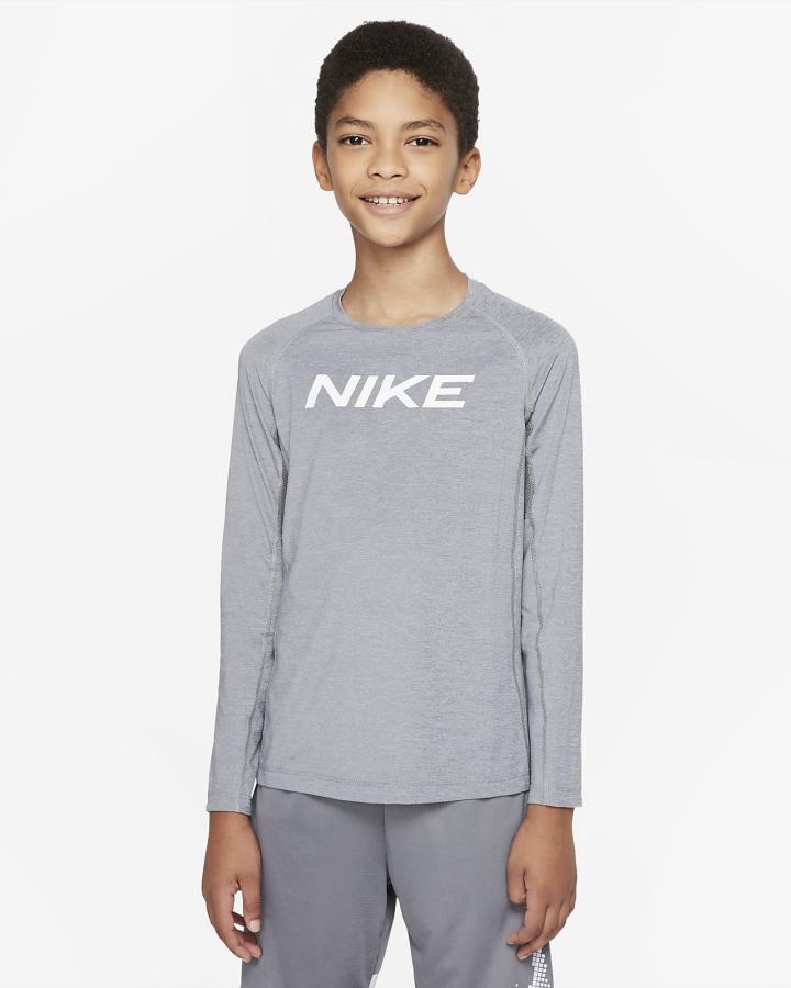 Camisas Nike Pro Dri-FIT Kids Long-Sleeve Top Niño Gris Oscuro | LRHZC-6517