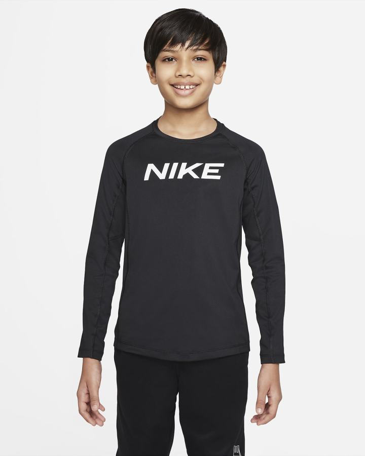 Camisas Nike Pro Dri-FIT Kids Long-Sleeve Top Niño Negras | XRWID-4271