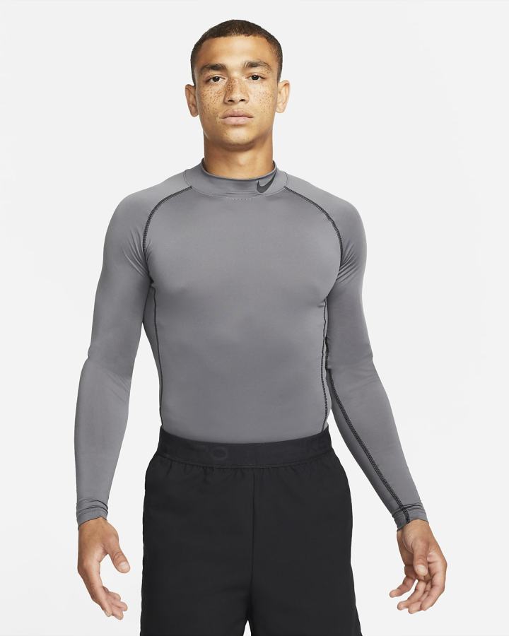 Camisas Nike Pro Dri-FIT Tight Fit Long-Sleeve Top Hombre Gris Negras | GMTQZ-4163