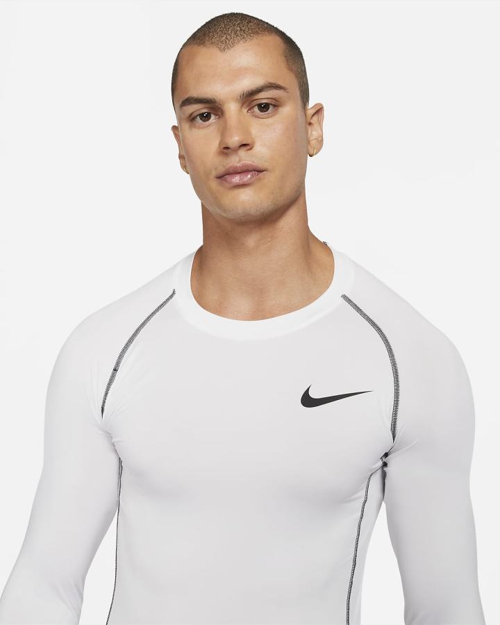 Camisas Nike Pro Dri-FIT Tight Fit Long-Sleeve Top Hombre Blancas Negras | LWYCI-6748