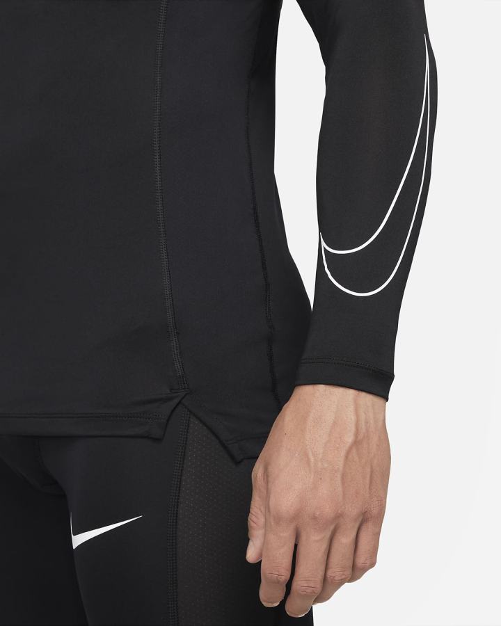 Camisas Nike Pro Dri-FIT Tight Fit Long-Sleeve Top Hombre Negras Blancas | QDGTN-8975