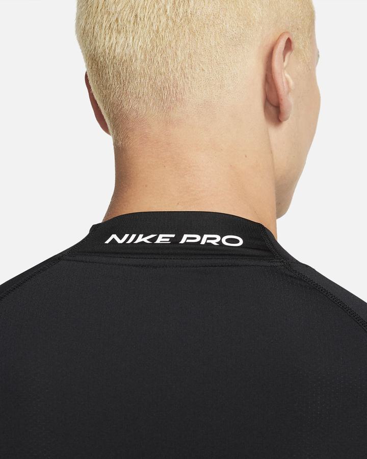 Camisas Nike Pro Dri-FIT Tight Fit Long-Sleeve Top Hombre Negras Blancas | QDGTN-8975