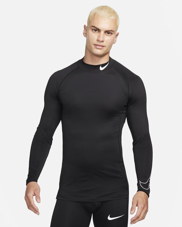 Camisas Nike Pro Dri-FIT Tight Fit Long-Sleeve Top Hombre Negras Blancas | QDGTN-8975