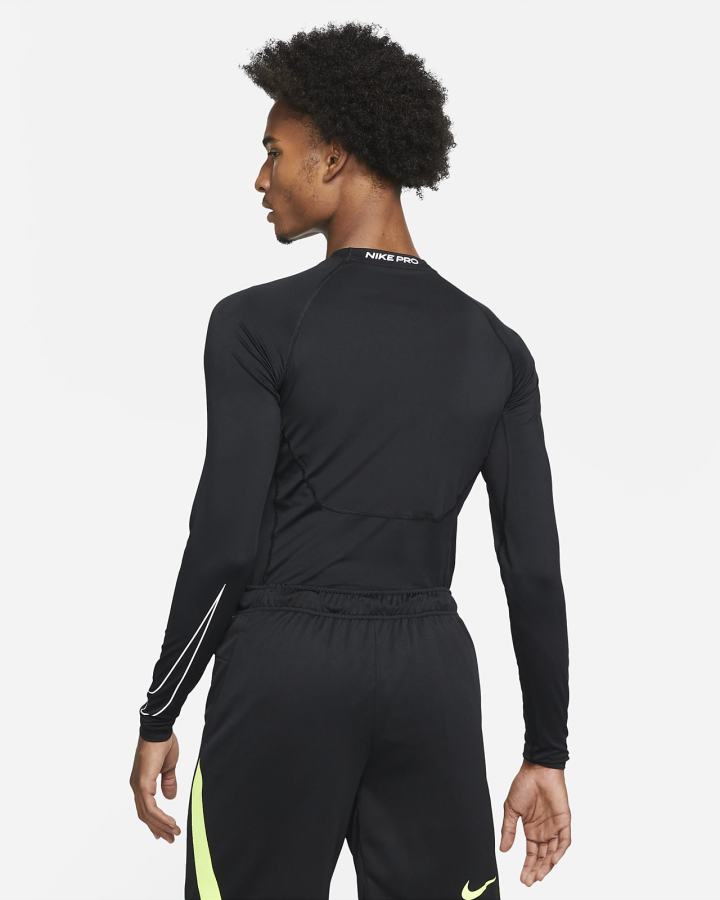 Camisas Nike Pro Dri-FIT Tight Fit Long-Sleeve Top Hombre Negras Blancas | RHBWM-9265