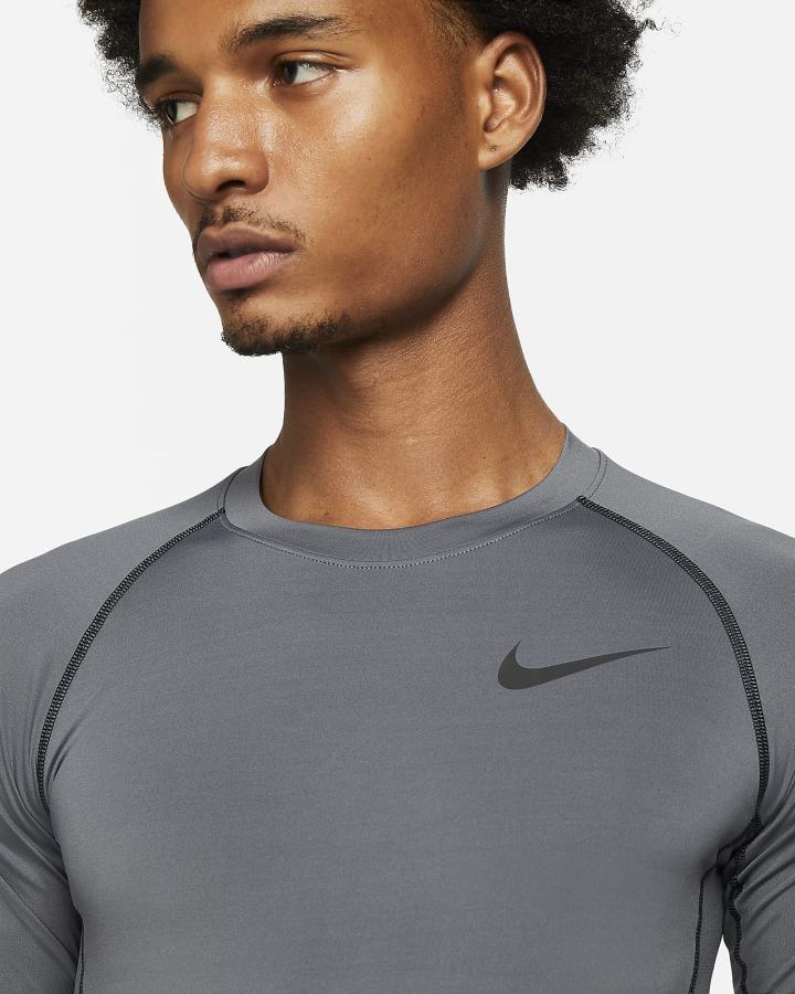 Camisas Nike Pro Dri-FIT Tight Fit Long-Sleeve Top Hombre Gris Negras | UHDMO-6314