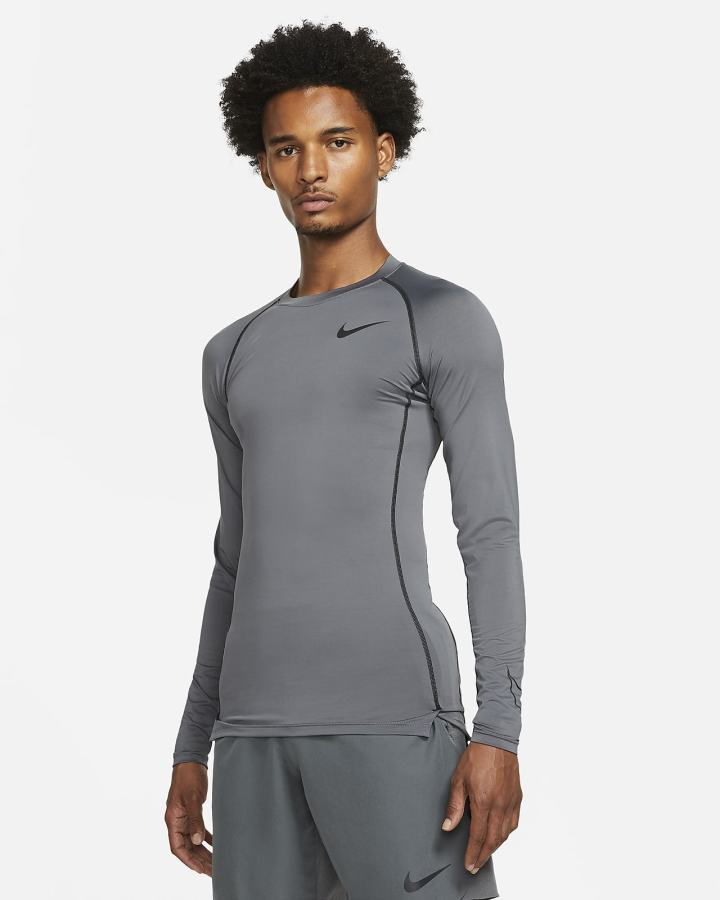 Camisas Nike Pro Dri-FIT Tight Fit Long-Sleeve Top Hombre Gris Negras | UHDMO-6314