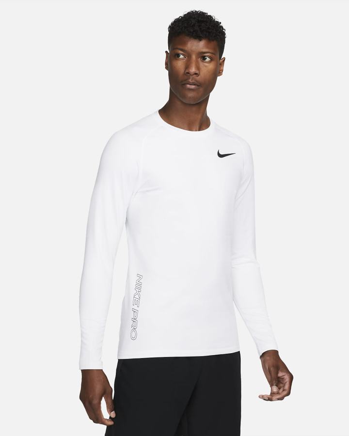 Camisas Nike Pro Long-Sleeve Crew Hombre Blancas Negras | AVHLQ-3198
