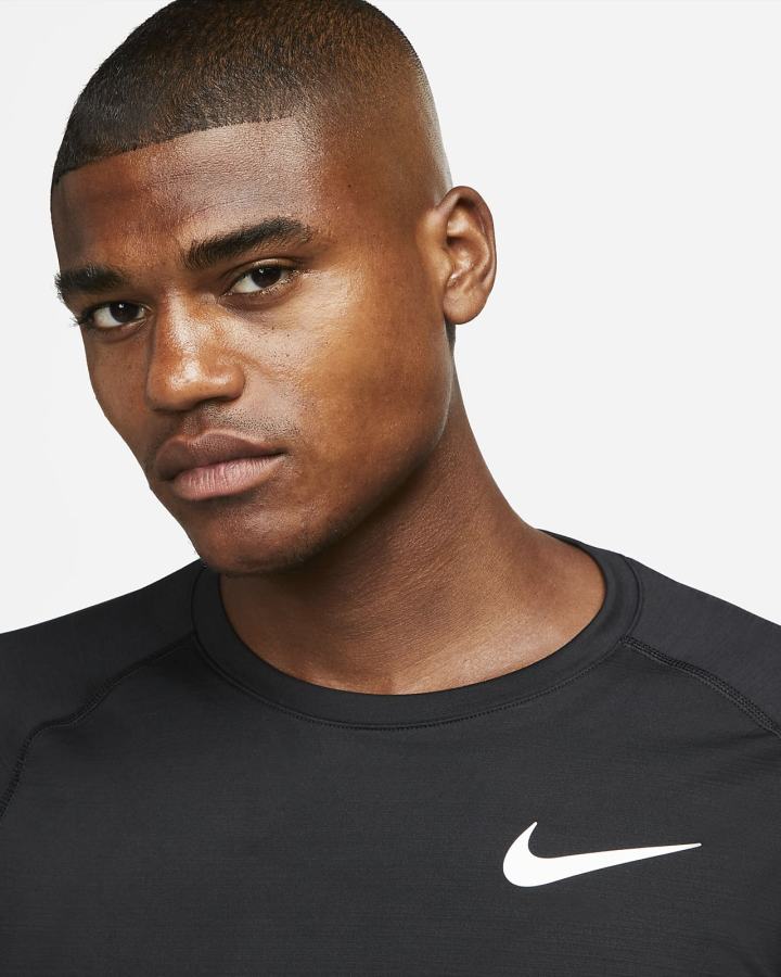 Camisas Nike Pro Long-Sleeve Crew Hombre Negras Blancas | JNWPG-0347