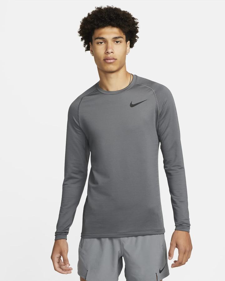 Camisas Nike Pro Long-Sleeve Crew Hombre Gris Negras | QLEMJ-0986